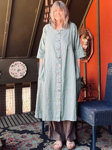 Customer photo review of Charlotte Dress in Linen