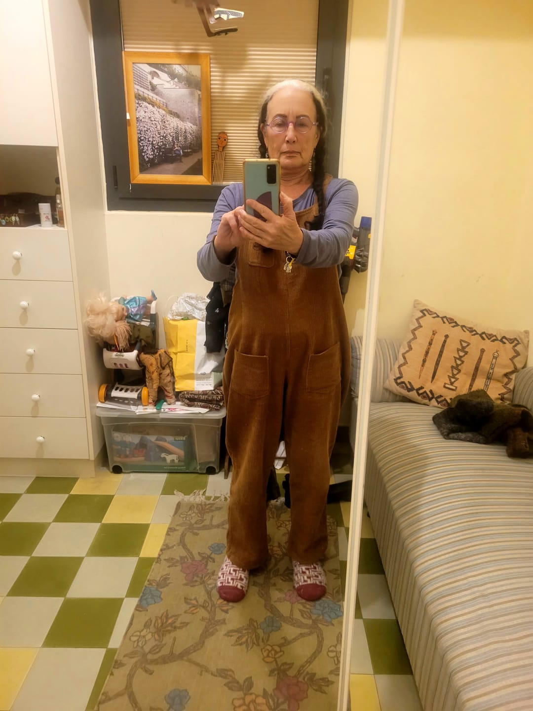 Customer photo review of Plus Size Vintage Women Corduroy Loose Overall