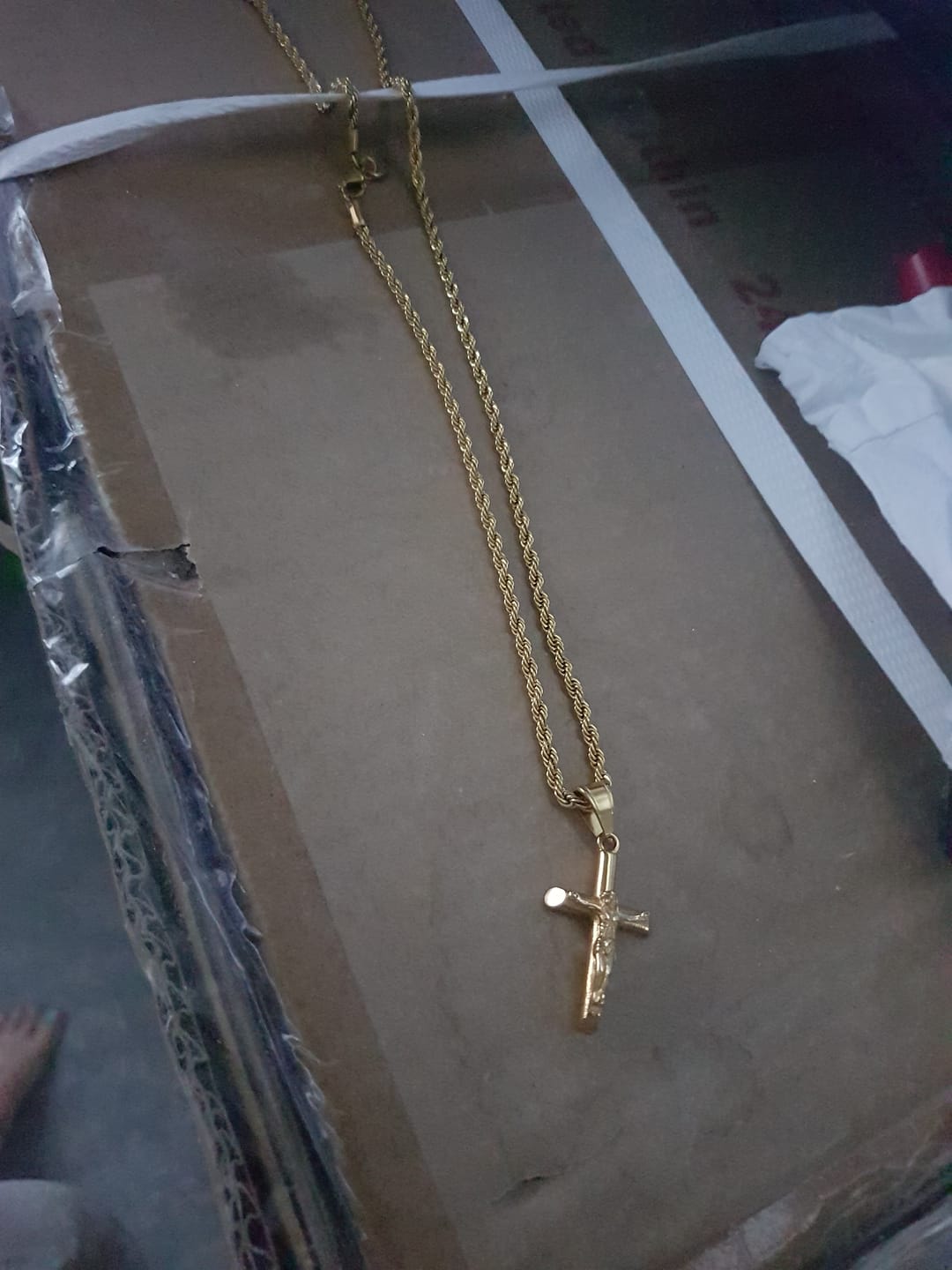 Customer photo review of Gold Crucifix Necklace Pendant