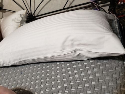 Customer photo review of LUXURY 100% COTTON WHITE STRIPE PILLOWCASES