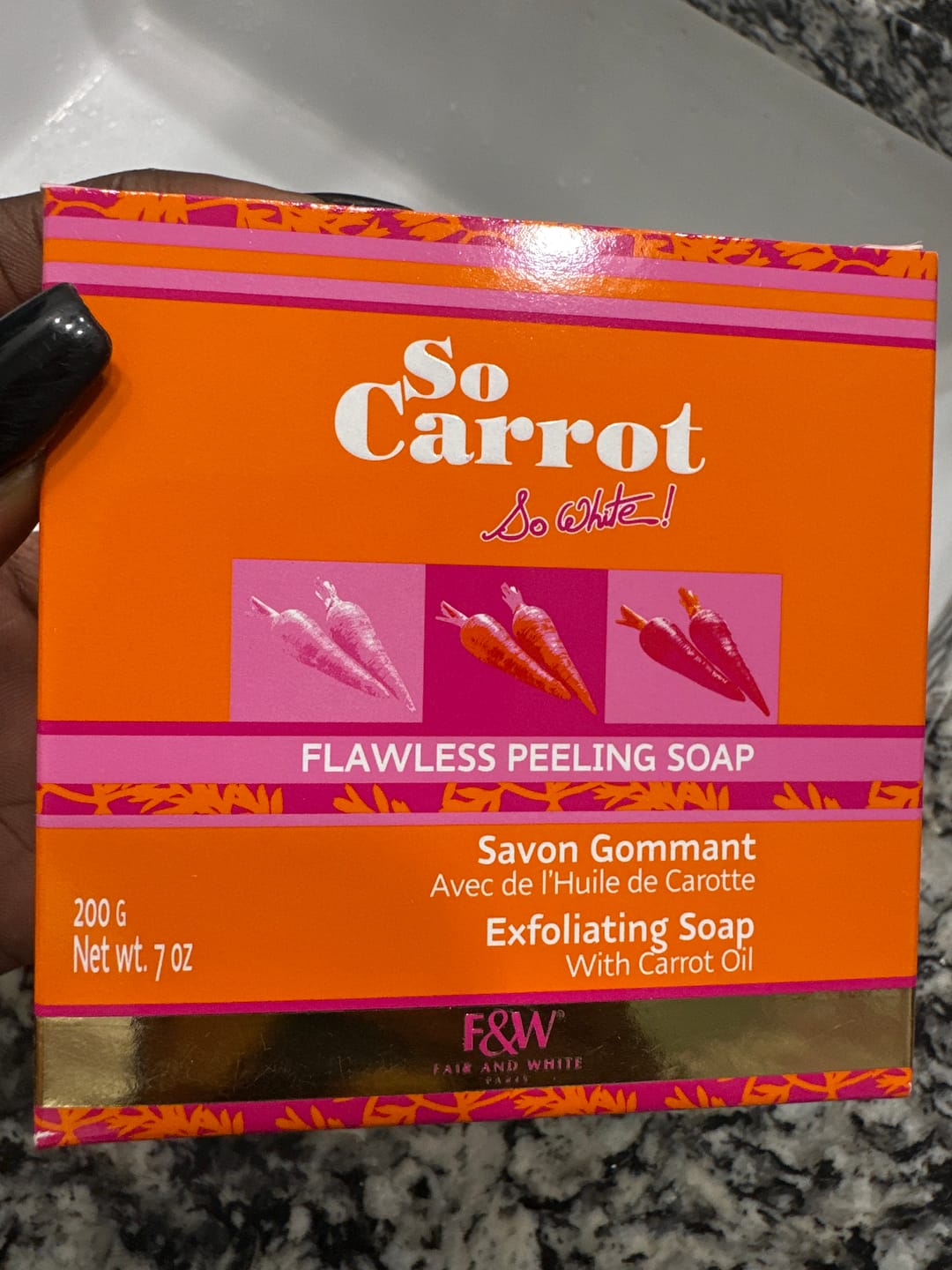 Customer photo review of Fair and White So Carrot Exfoliating Soap 200g / 7oz