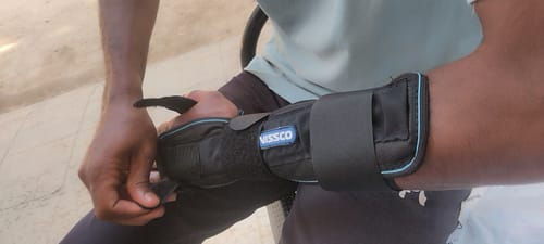 Customer photo review of Forearm Brace - Long | Provides Firm Support to the Wrist | For Colle's fracture & Wrist Sprain/Strain - (Black)