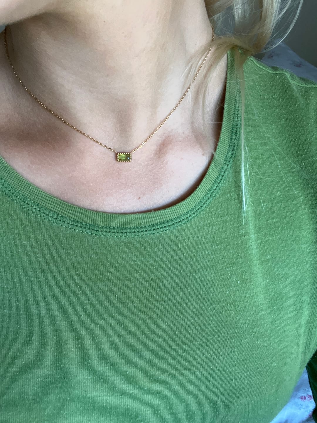 Customer photo review of Baguette Birthstone Necklace
