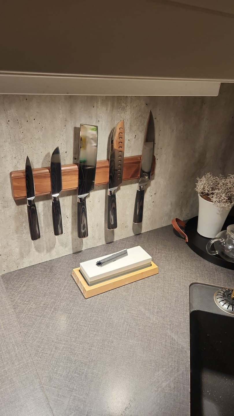 Customer photo review of Magnetic Walnut Wood Knife Holder