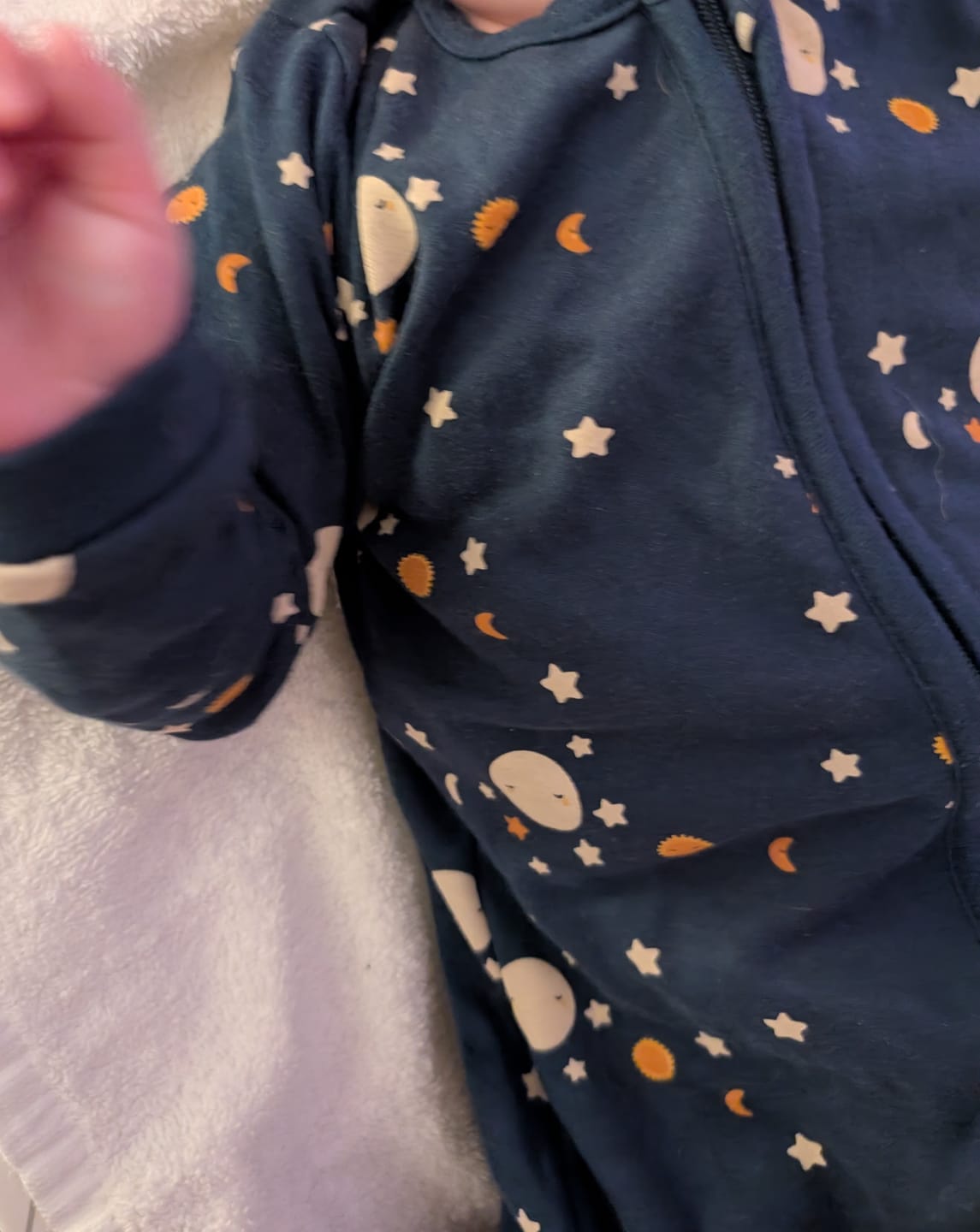 Customer photo review of Over The Moon Zip Organic Babygrow