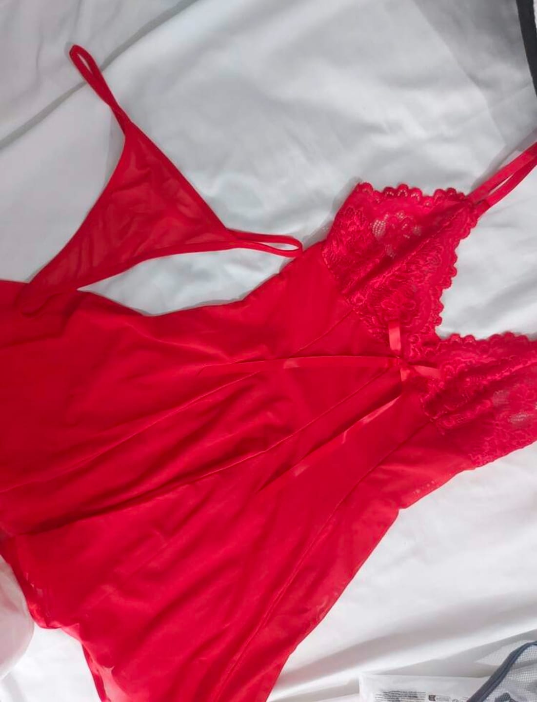 Customer photo review of Meredith Babydoll de Encaje Rojo con Pantie