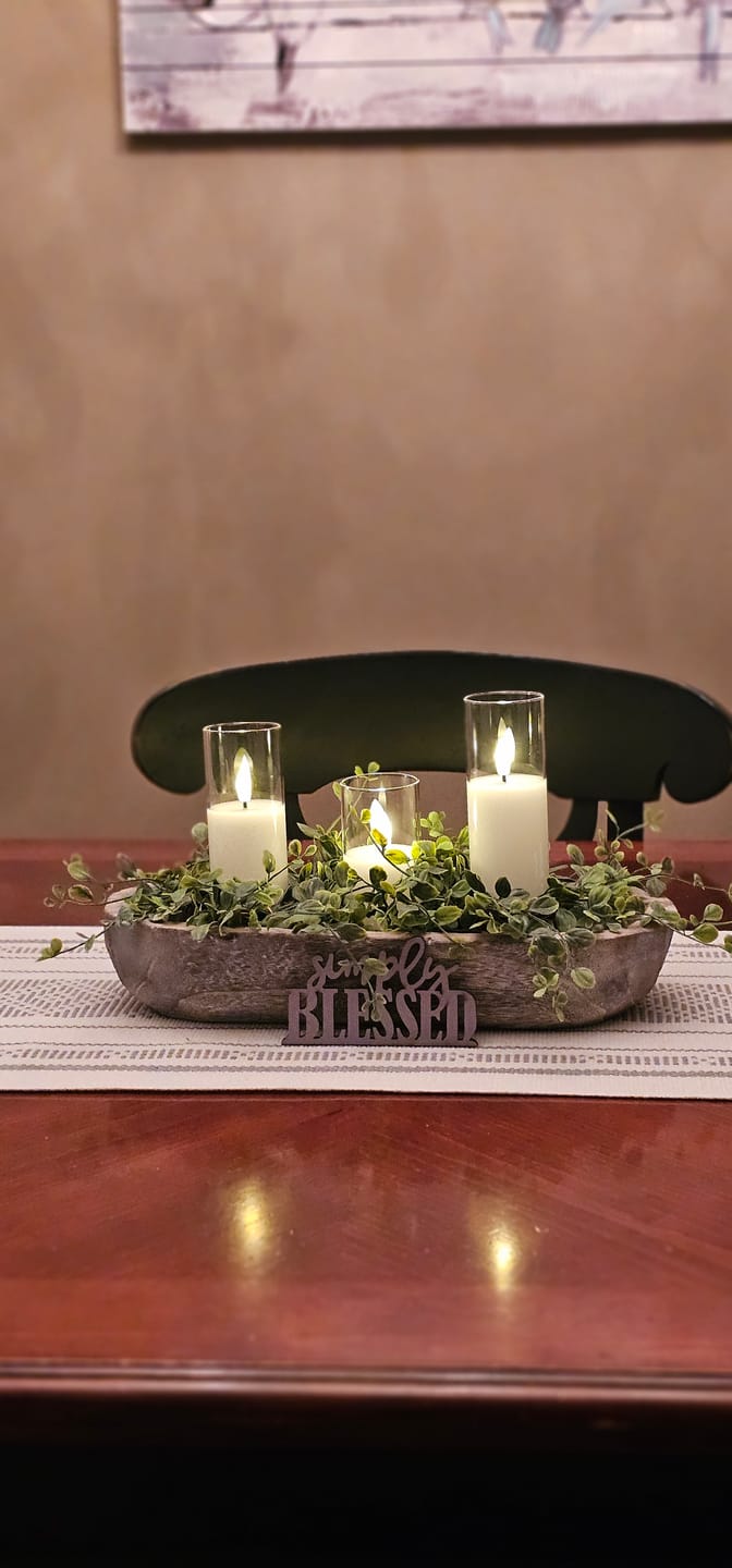 Customer photo review of Glass Flameless White Candles