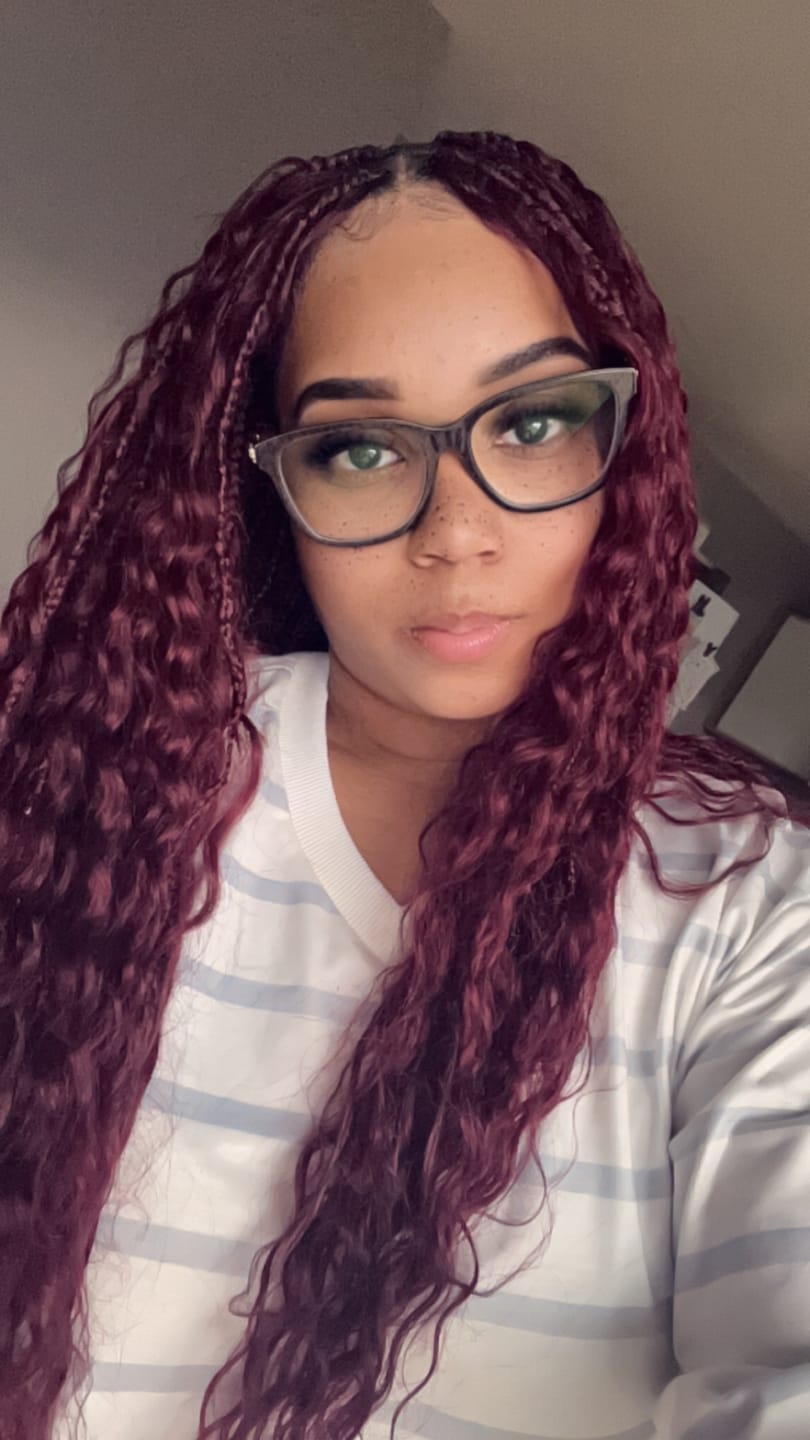 Customer photo review of Burgundy Deep Wave Bulk Hair Extensions for Braiding