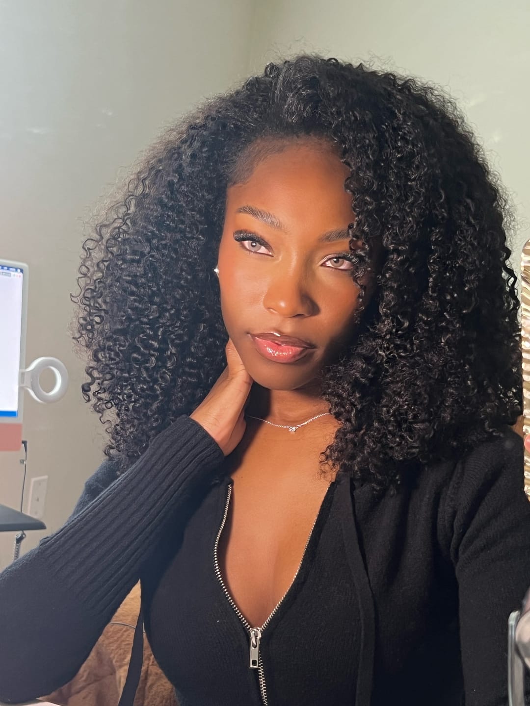 Customer photo review of Water Curly Human Hair Bundles Natural Color