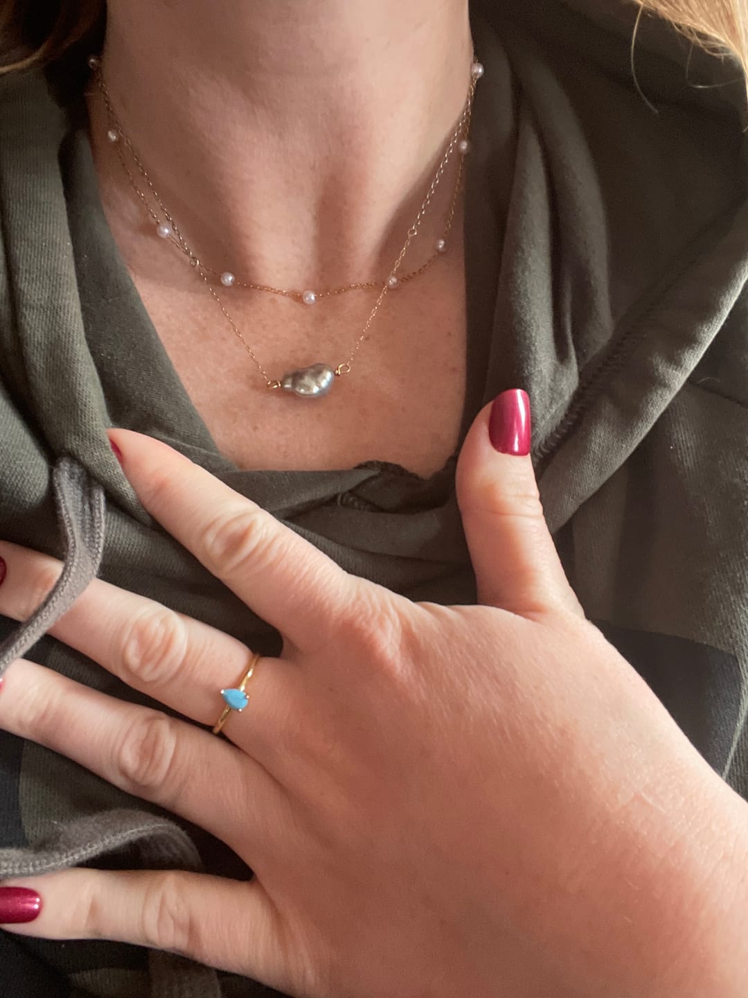 Customer photo review of Nura Pearl 18K Gold Necklace