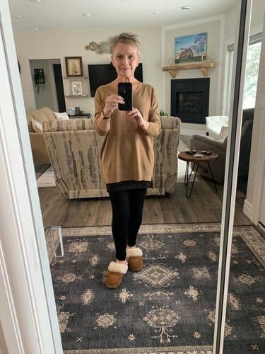 Customer photo review of Comfy As Can Be Sweater (Heather Latte)