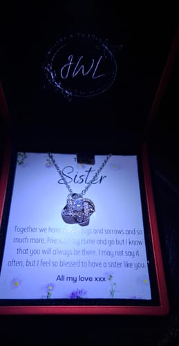 Customer photo review of To My Sister 'Blessed' Love Knot Necklace - Sister4
