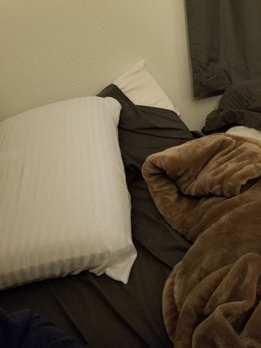 Customer photo review of LUXURY 100% COTTON WHITE STRIPE PILLOWCASES