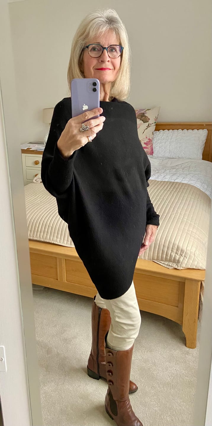 Customer photo review of Soft Knit Asymmetric Jumper - Black