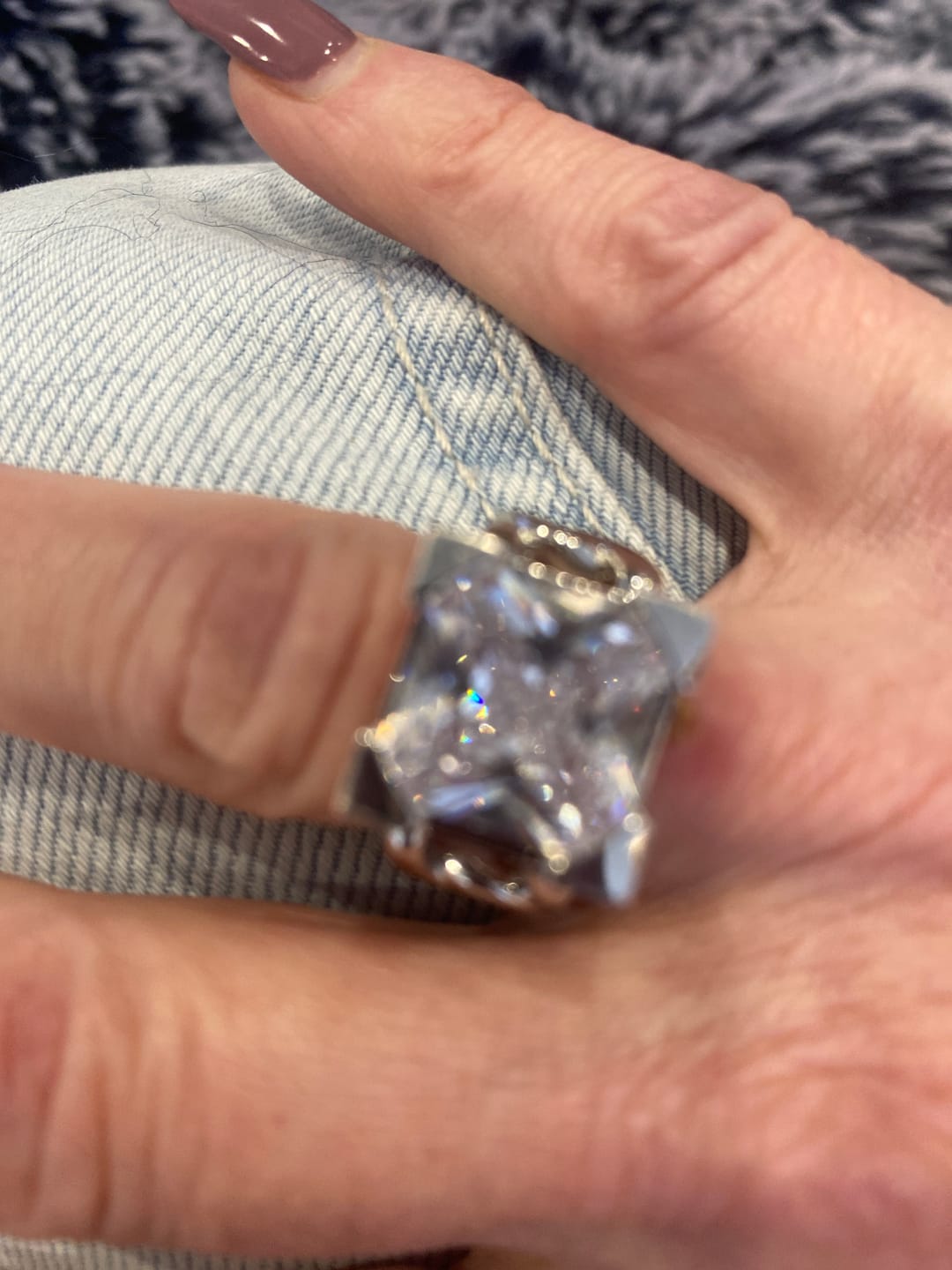 Customer photo review of LuxeLink Glass Square Ring