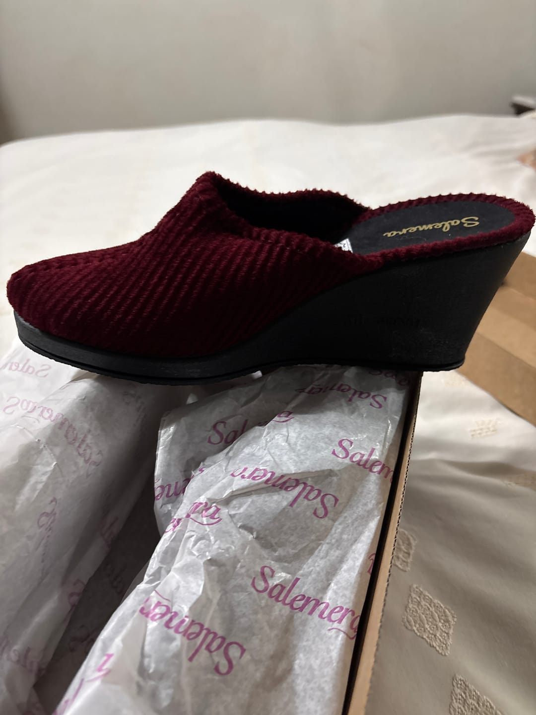 Customer photo review of Zueco alto de pana Salemera