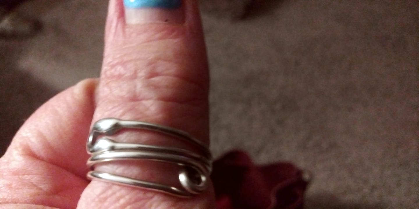 Customer photo review of Safety Pin Ring Sterling Silver