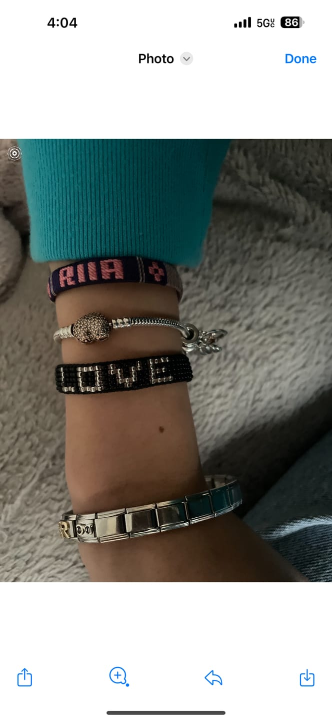 Customer photo review of Woven LOVE Bracelet - Black/Silver