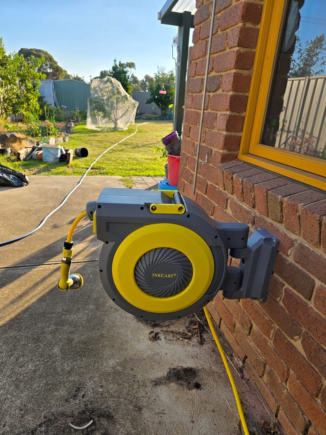 Customer photo review of 30m Retractable Garden Hose Reel.. Fully Installed