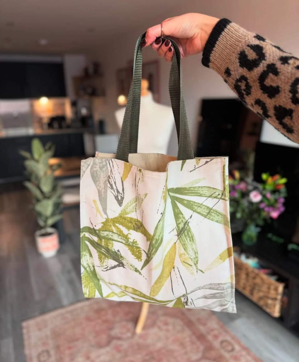 Customer photo review of Large Leaves Cotton Canvas Fabric