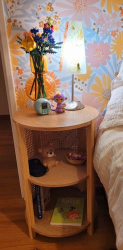 Customer photo review of ALTA - Table de chevet avec 2 rangements en bois et rotin naturel