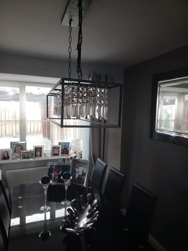 Customer photo review of Modern Rectangle Crystal Kitchen Island Chandelier
