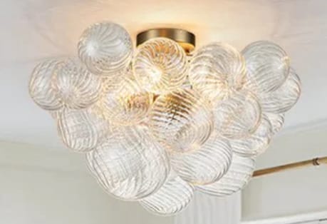 Customer photo review of 3-Light Cluster Ribbed Glass Bubble Semi Flush Chandelier