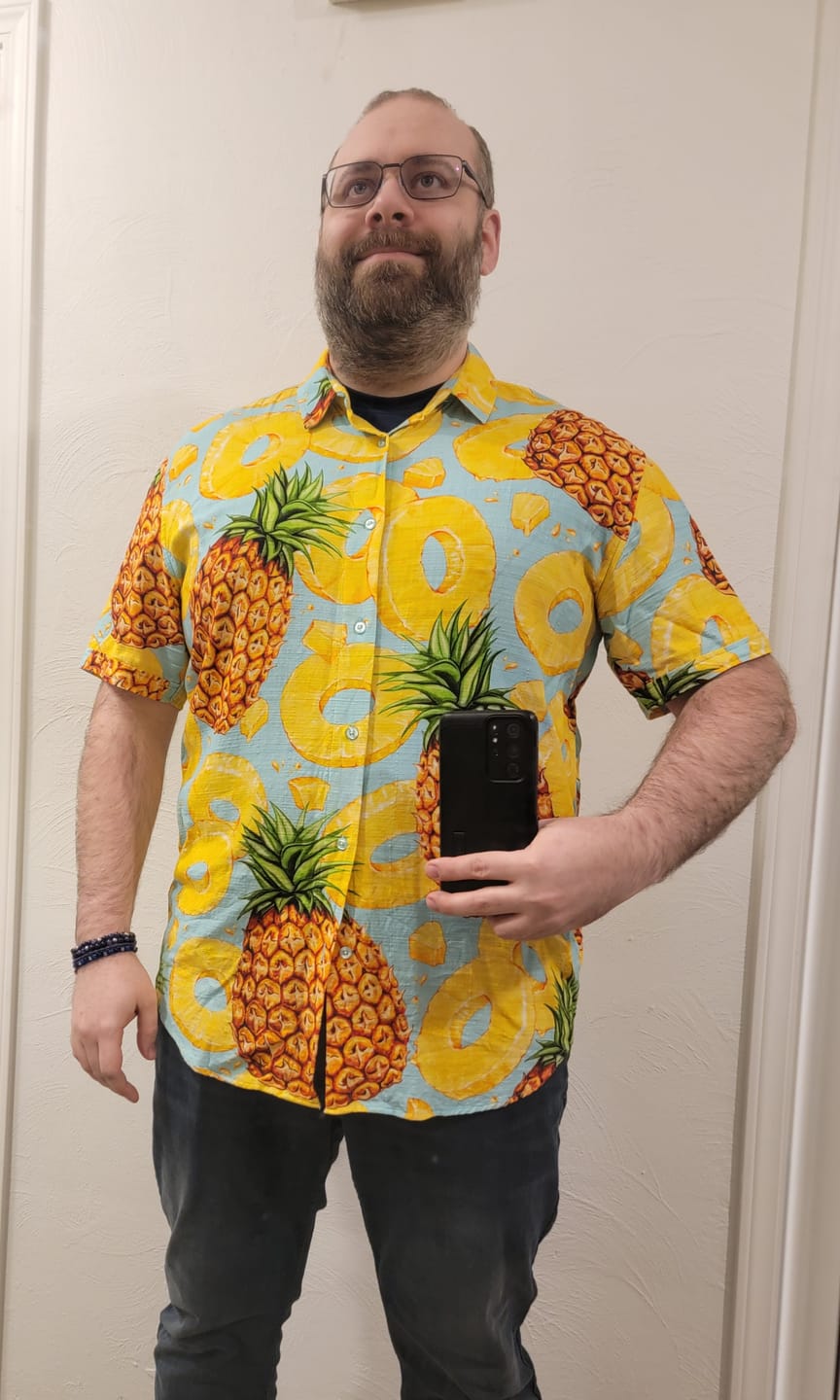 Customer photo review of Pineapple Express – Bamboo Short Sleeve Shirt