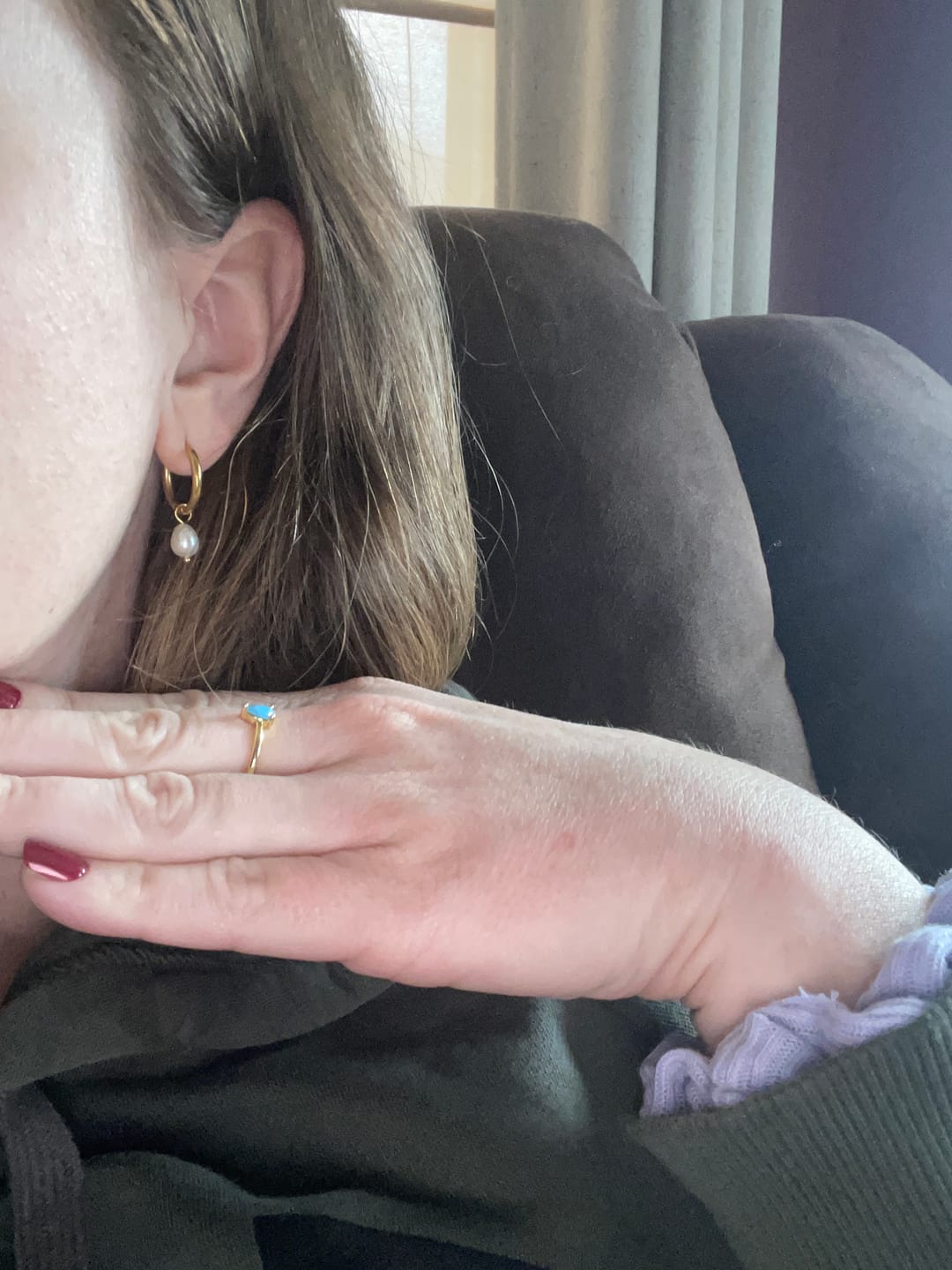 Customer photo review of Freshwater Pearl Bella Hoop Earrings