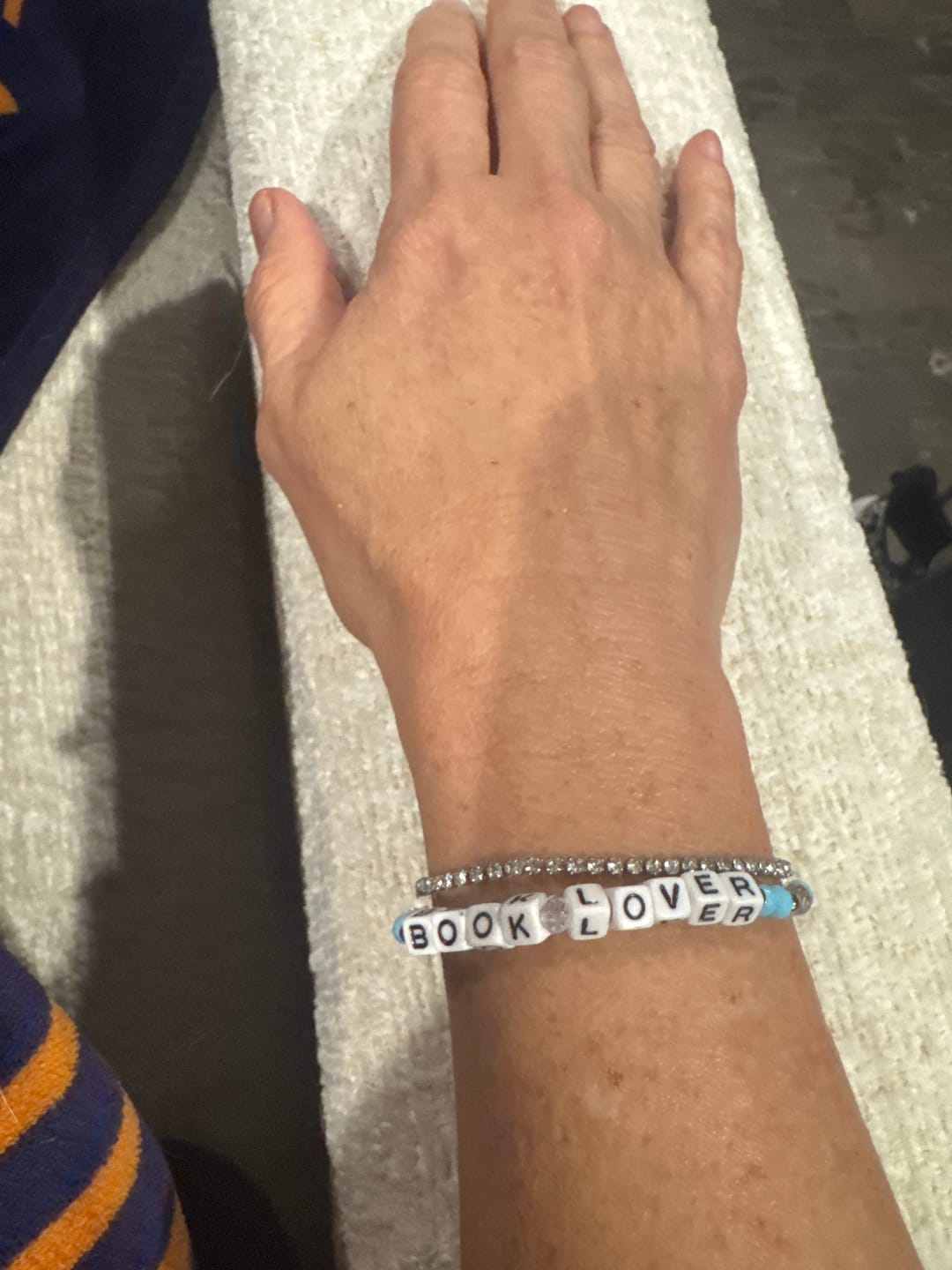 Customer photo review of book lover friendship bracelet