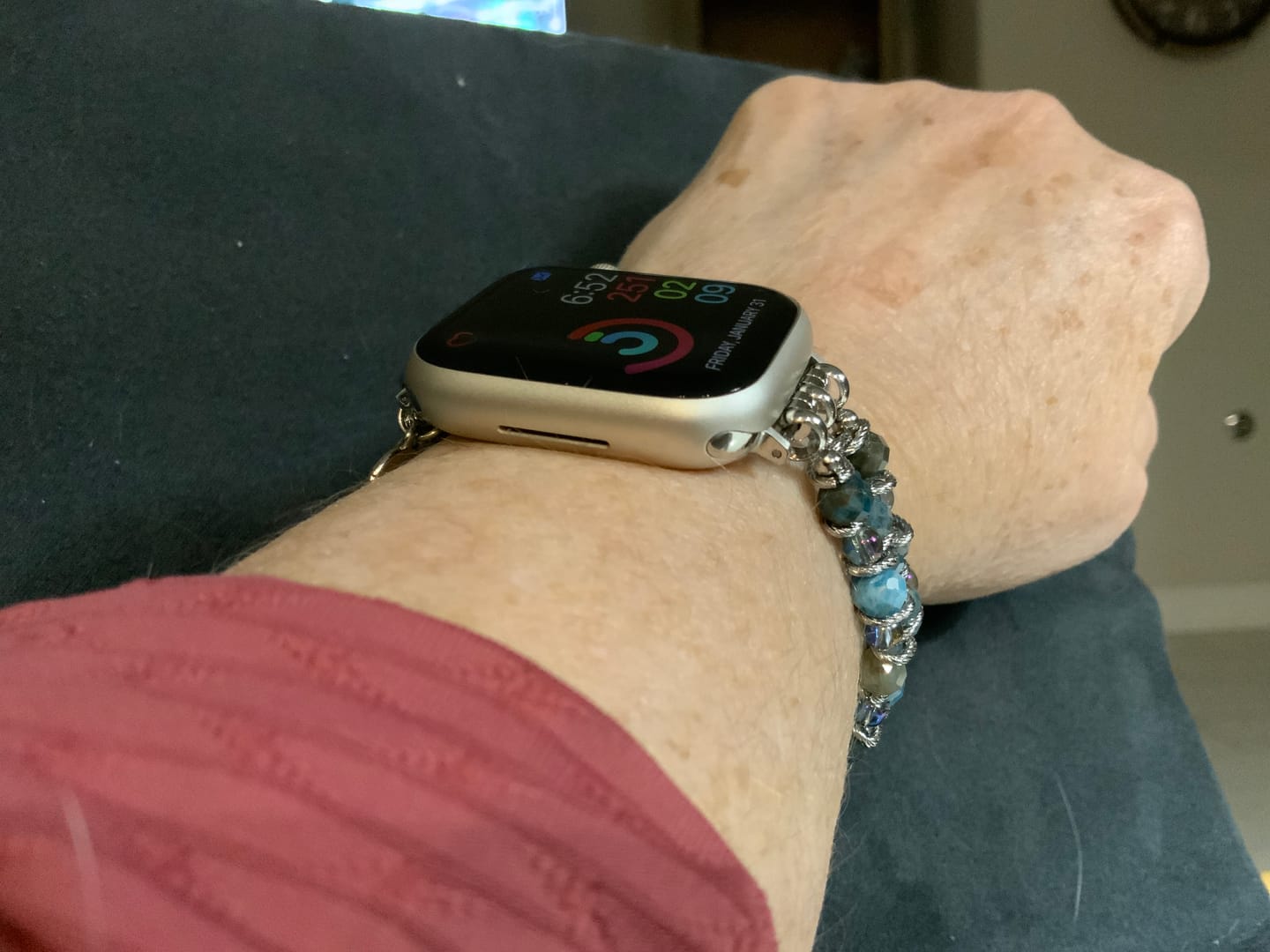 Customer photo review of Apatite Azure Braided Apple Watch Strap