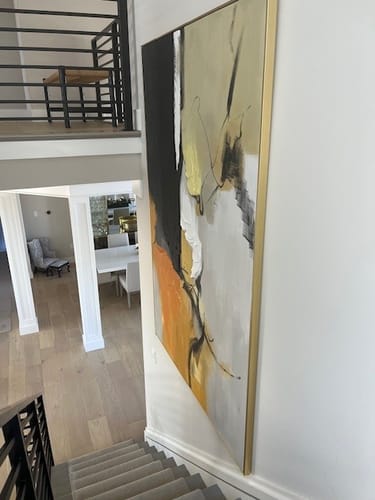 Customer photo review of Bold Abstract Oil Painting in Black and Yellow