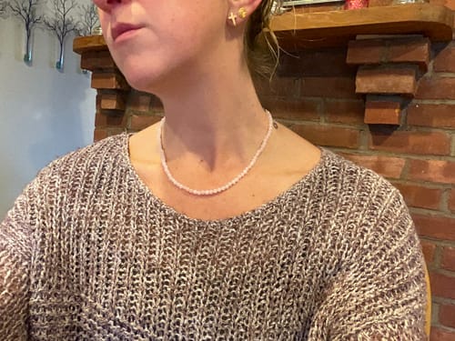 Customer photo review of Rose Quartz Beaded Necklace Mini