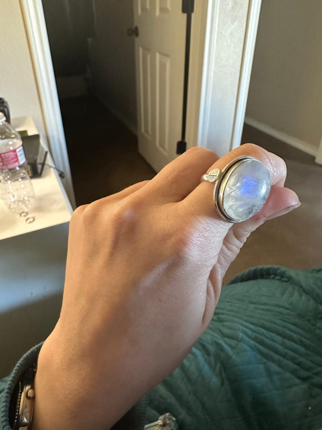 Customer photo review of Sterling Silver Rainbow Moonstone Ring