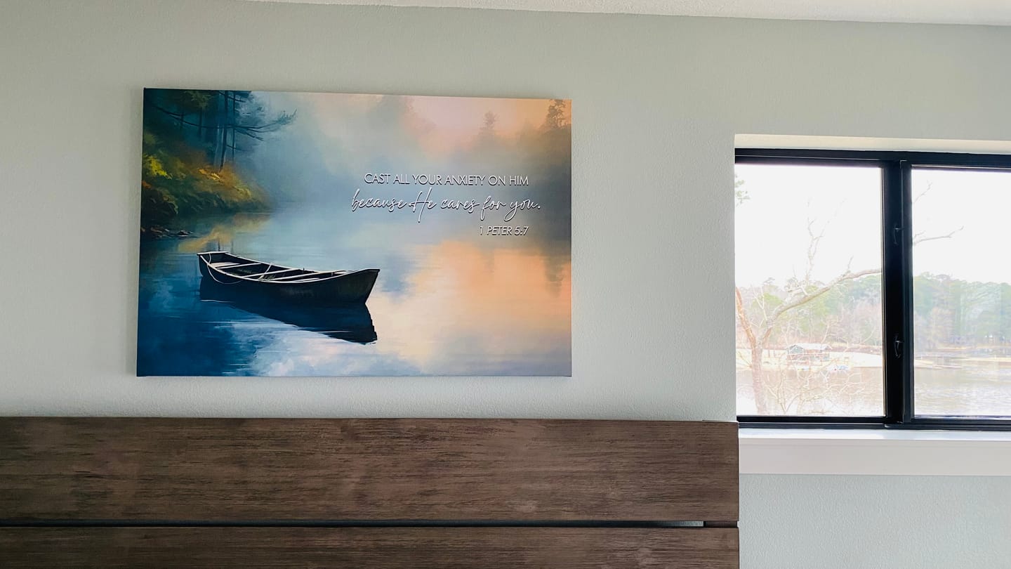 Customer photo review of 1 Peter 5:7 Cast All Your Anxiety on Him Wall Art Canvas