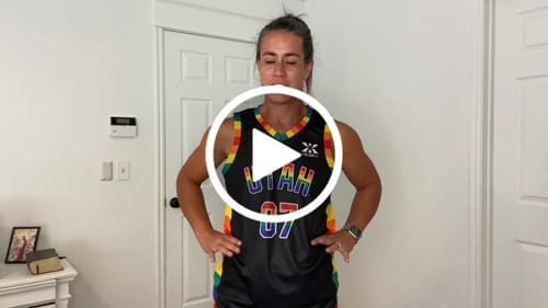 Customer photo review of Custom Red White Double Side Tops Basketball Jersey