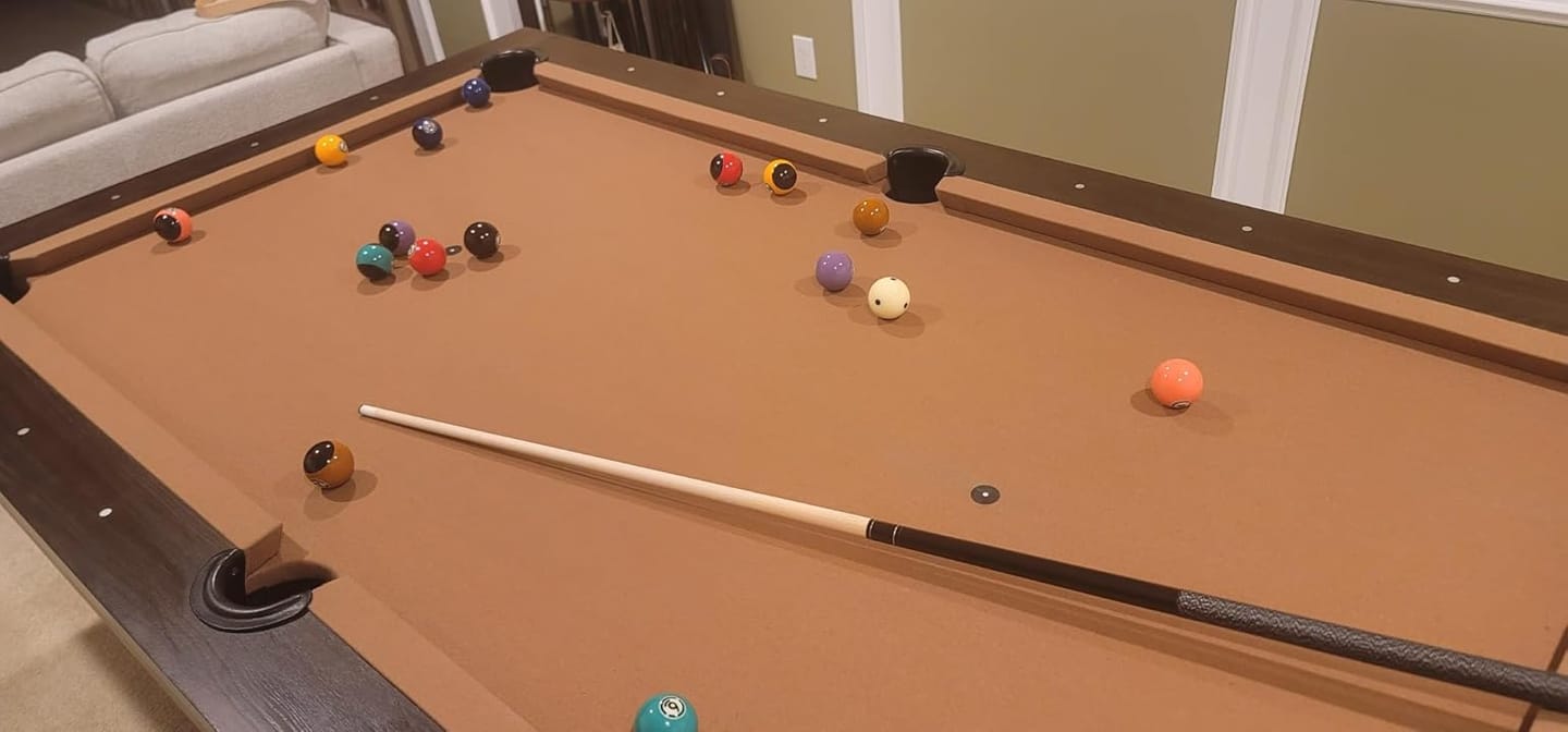 Customer photo review of Cue-King Black Edition Pool Balls 2.25" Set with 7/8" Pro Dotted Cue Ball Regulation Size Premium Billiard Ball Set