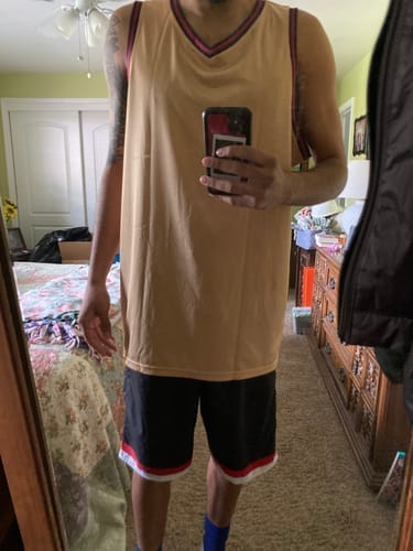 Customer photo review of Custom Black Yellow Double Side Sets Design Sportswear Basketball Jersey