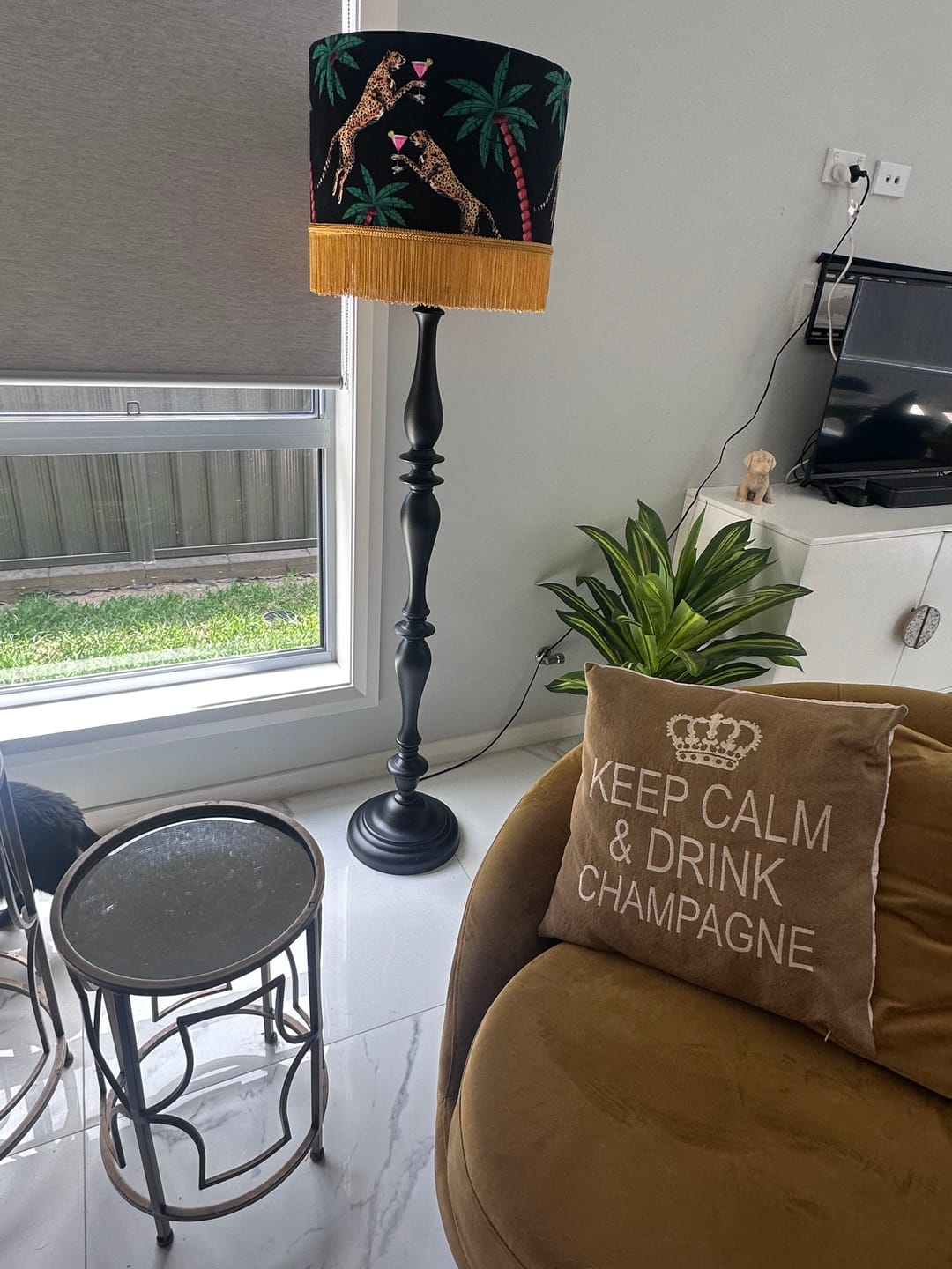 Customer photo review of Cocktail Cheetah Tassel Drum Lampshade Black