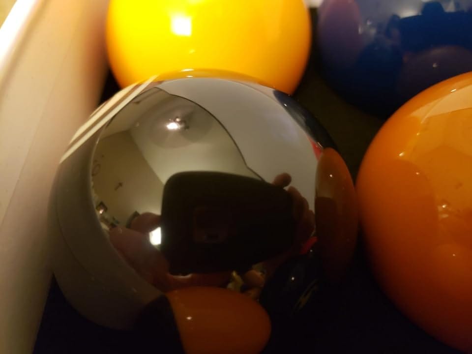 Customer photo review of Cue-King Black Edition Pool Balls 2.25" Set with 7/8" Pro Dotted Cue Ball Regulation Size Premium Billiard Ball Set