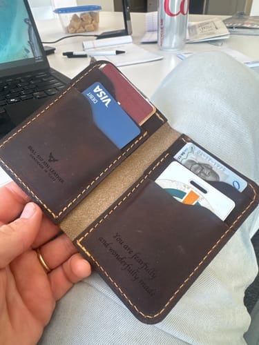 Customer photo review of The Tyler Vertical Wallet - Walnut Brown