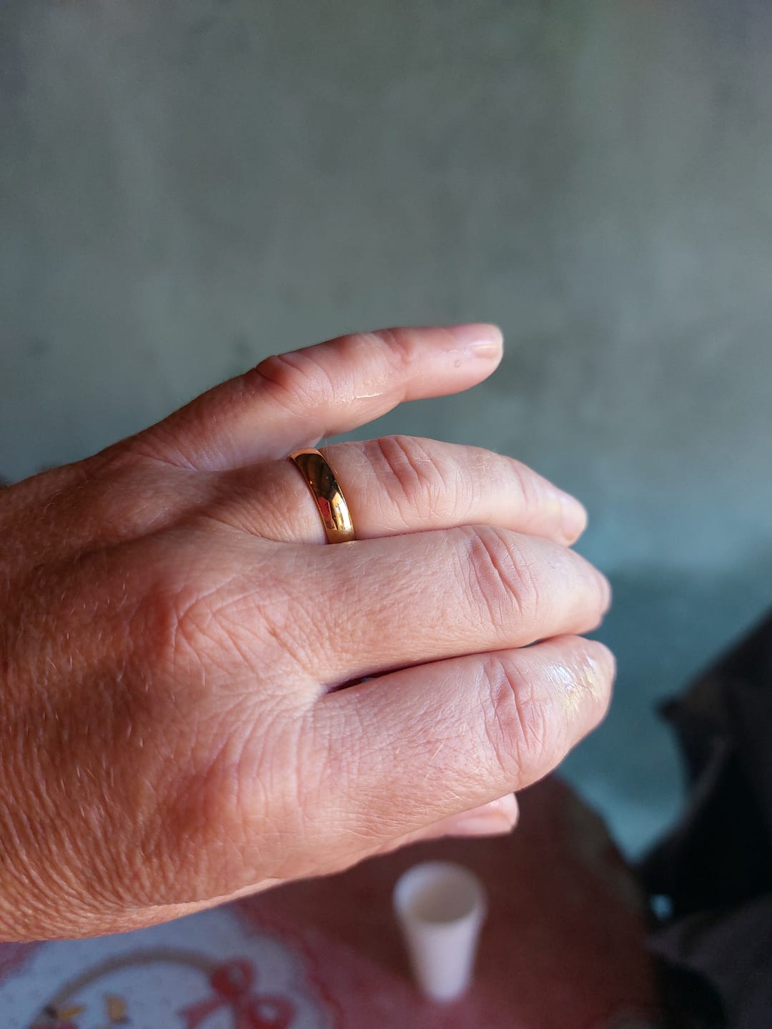 Customer photo review of Aliança Anatômica Banhado em Ouro 18K