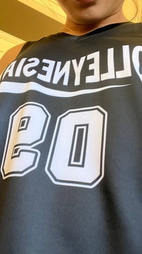 Customer photo review of Custom Navy White-Red Double Side Sets Personalized Basketball Jersey