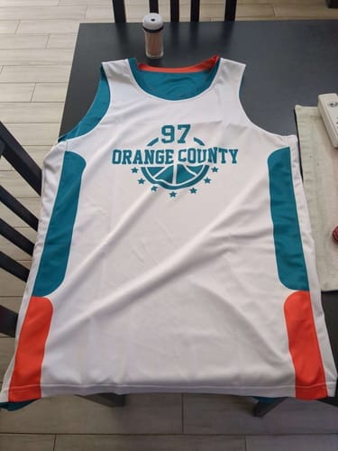 Customer photo review of Custom Black Red  Double Side Tops Athletic Basketball Jersey