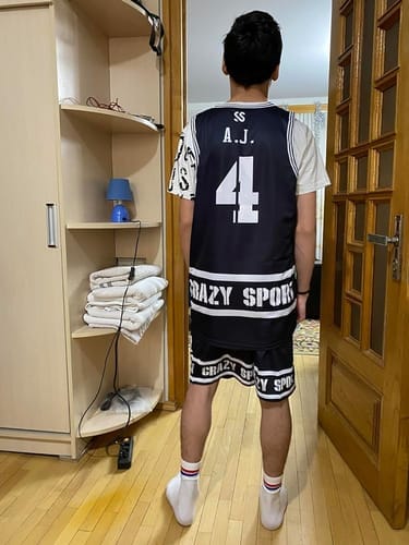 Customer photo review of Custom Purple Yellow Reversible Double Side Tops Basketball Jersey