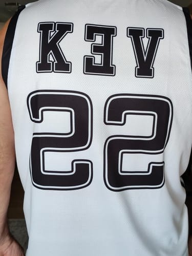 Customer photo review of Custom Black White Double Side Sets Men Basketball Jersey