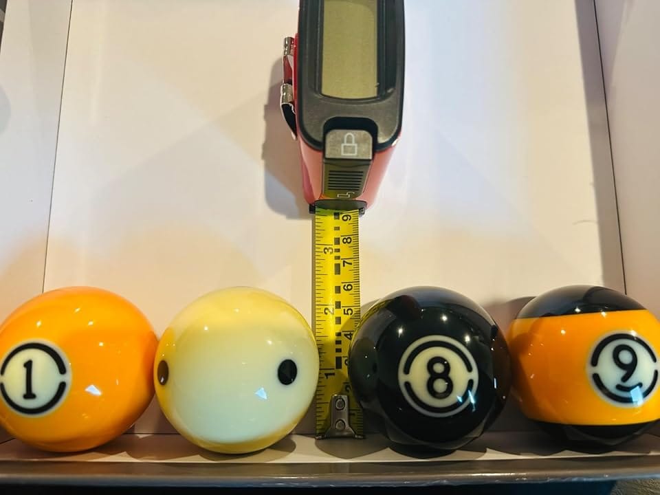 Customer photo review of Cue-King Black Edition Pool Balls 2.25" Set with 7/8" Pro Dotted Cue Ball Regulation Size Premium Billiard Ball Set