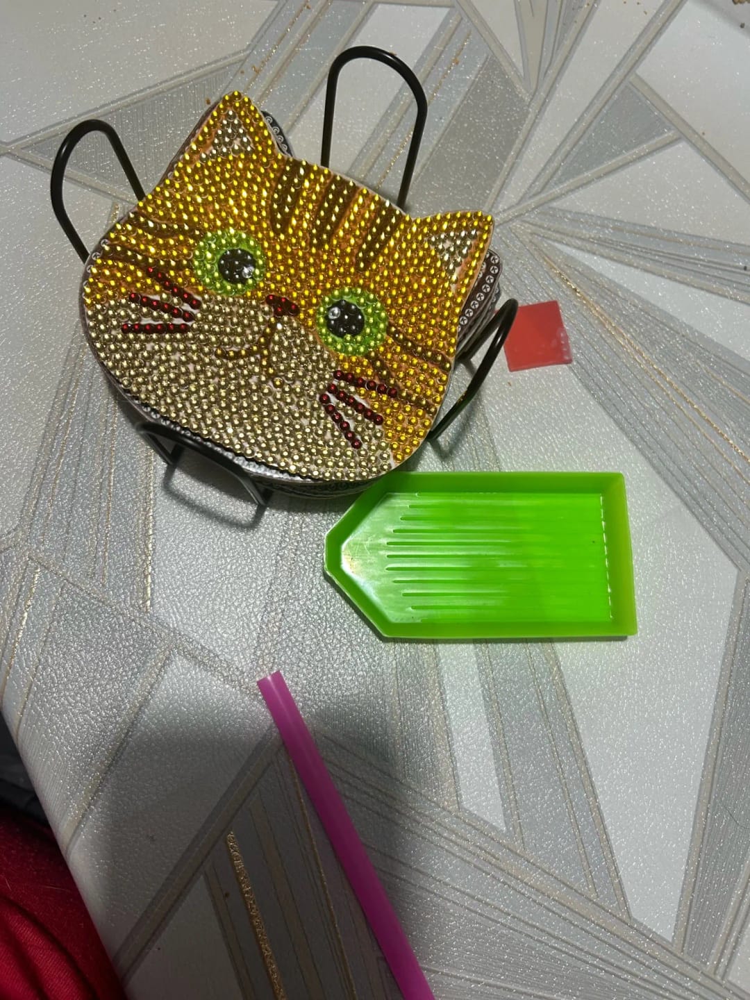 Customer photo review of Whisker Wonders Diamond Painting Coaster Set (10-Piece with Holder)