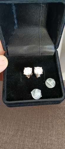 Customer photo review of THE SPARKLE OF MOISSANITE 2 CARATS STUDS