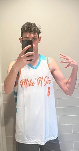 Customer photo review of Custom Red White Double Side Sets Design Sportswear Basketball Jersey
